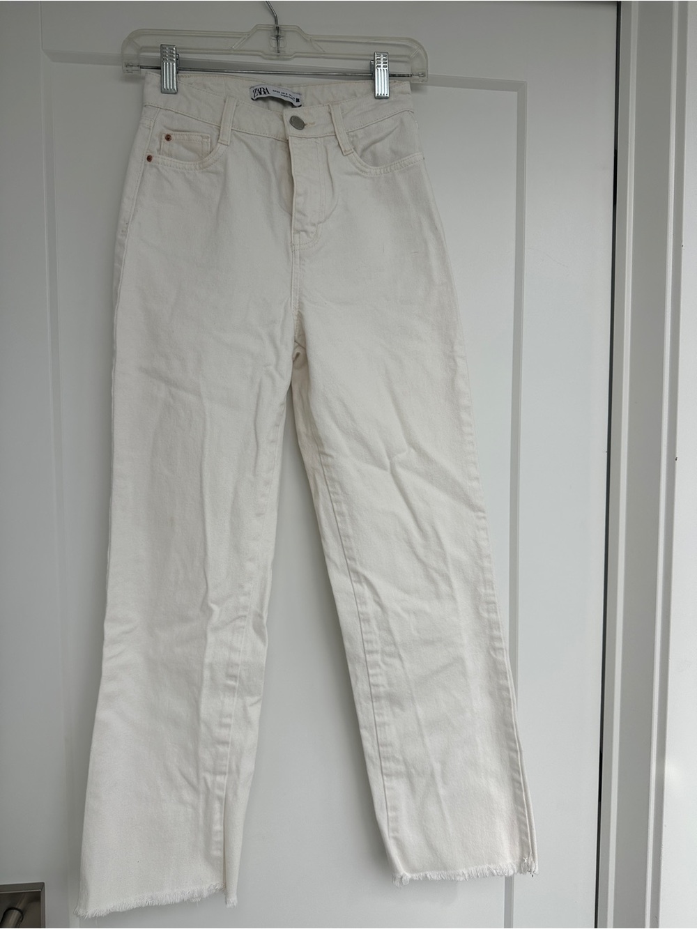 Zara Off-White Straight Leg Jeans